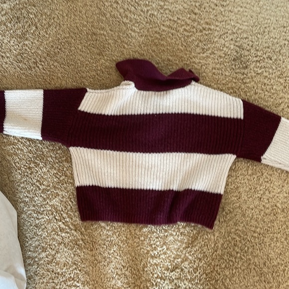 Girls striped collared button up sweater - Picture 2 of 2